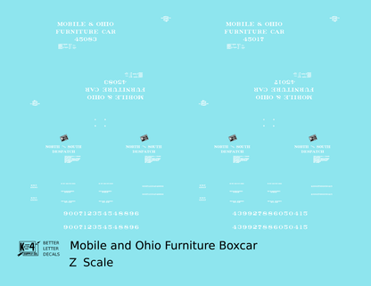 Mobile and Ohio Wood Furniture Boxcar White GM&O Predecessor