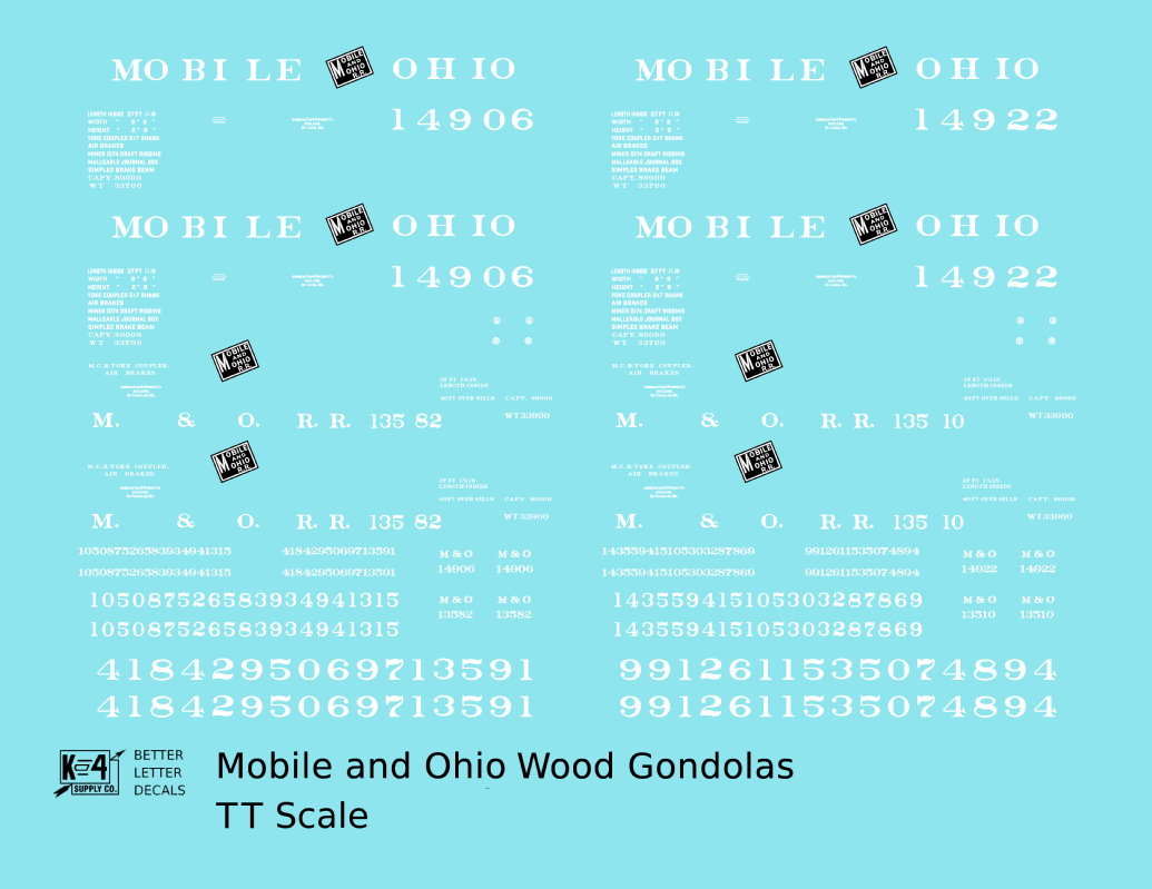 Mobile and Ohio Wood Gondola White GM&O Predecessor