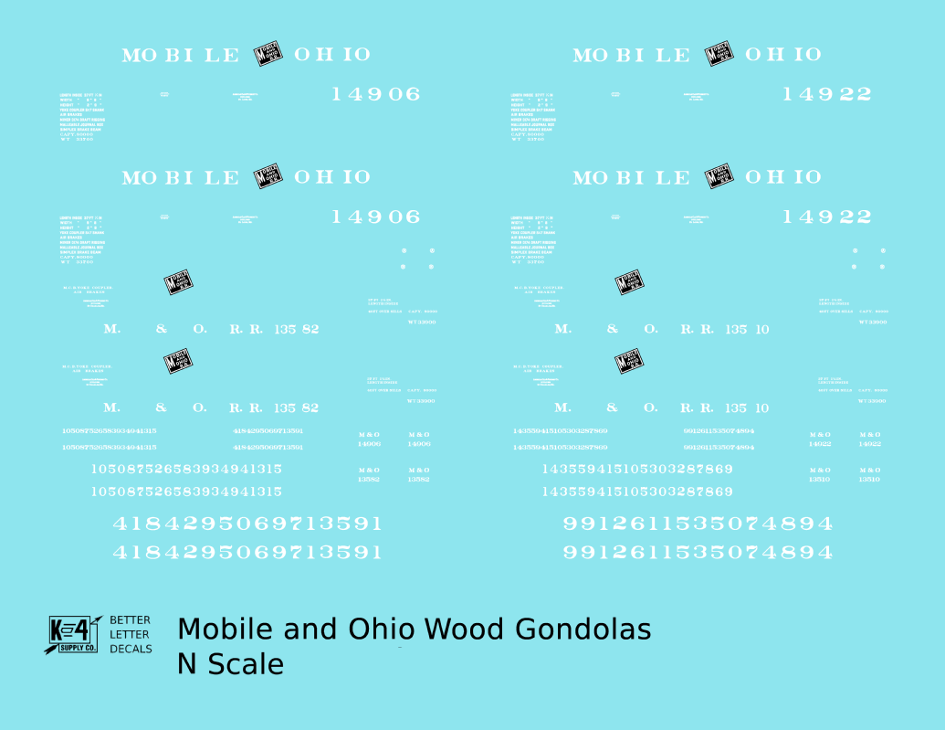 Mobile and Ohio Wood Gondola White GM&O Predecessor