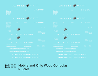 Mobile and Ohio Wood Gondola White GM&O Predecessor