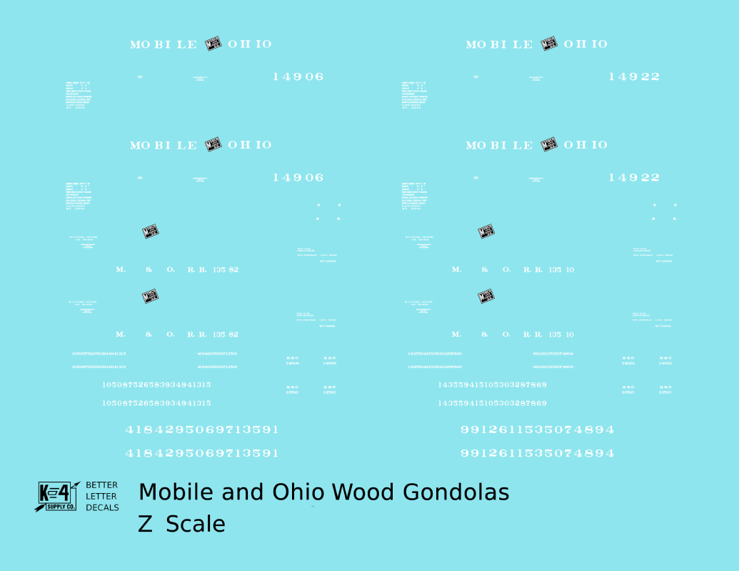 Mobile and Ohio Wood Gondola White GM&O Predecessor