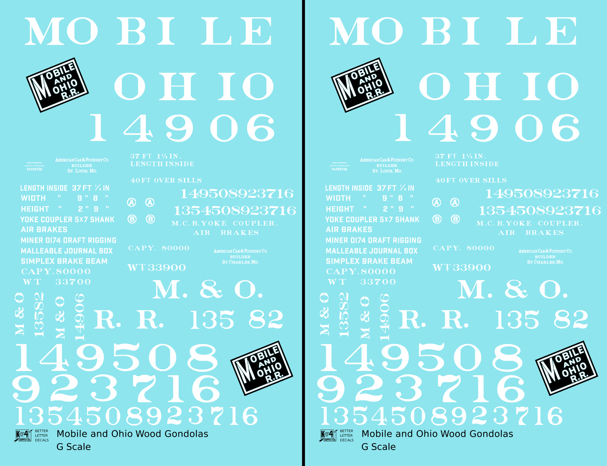 Mobile and Ohio Wood Gondola White GM&O Predecessor