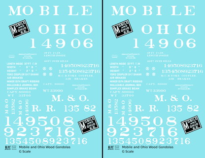 Mobile and Ohio Wood Gondola White GM&O Predecessor