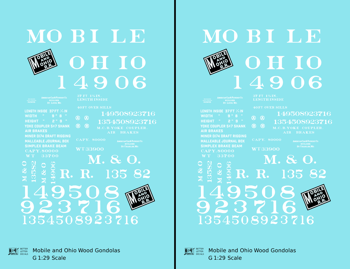 Mobile and Ohio Wood Gondola White GM&O Predecessor
