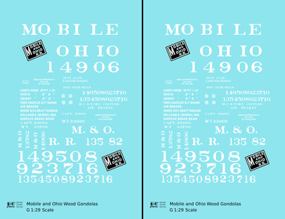 Mobile and Ohio Wood Gondola White GM&O Predecessor