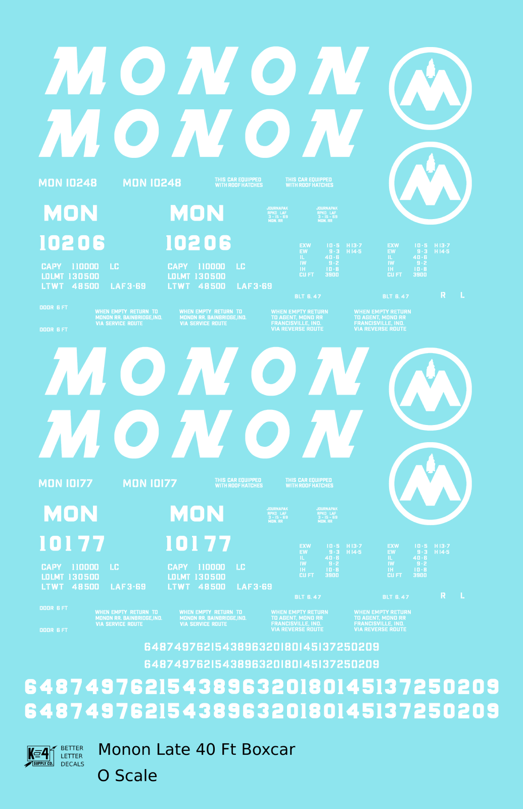 Monon 40 Ft Boxcar White Round M Herald