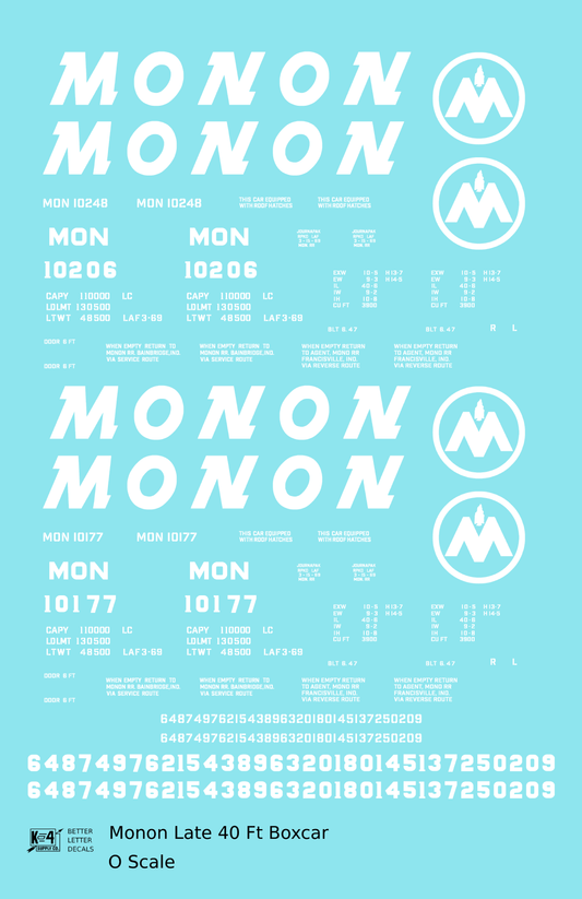Monon 40 Ft Boxcar White Round M Herald