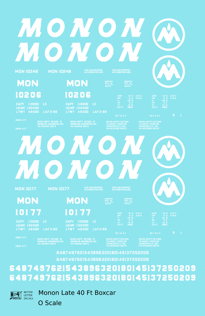 Monon 40 Ft Boxcar White Round M Herald