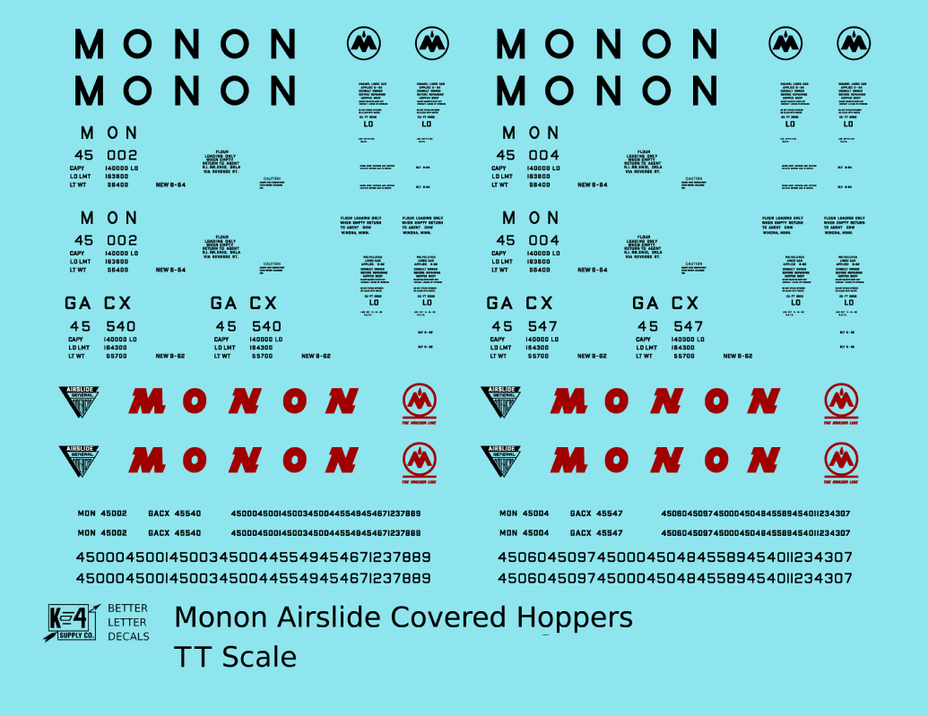 Monon Airslide Covered Hopper Black and Red