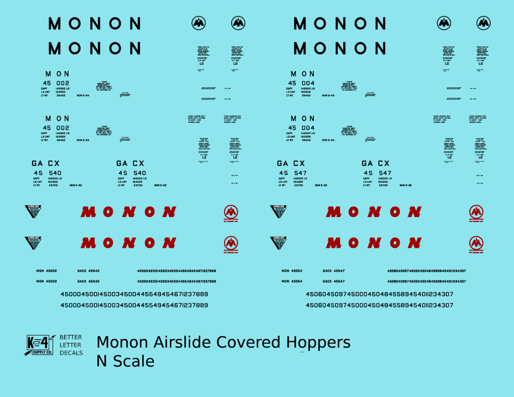 Monon Airslide Covered Hopper Black and Red