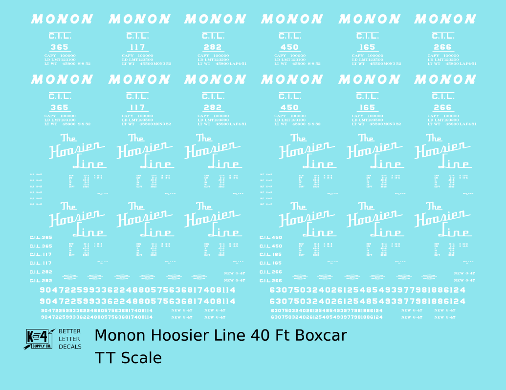 Monon Hoosier Line 40 Ft Boxcar White