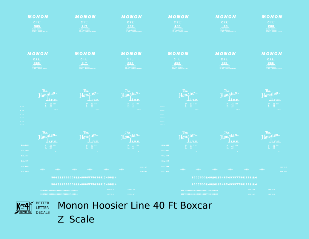 Monon Hoosier Line 40 Ft Boxcar White