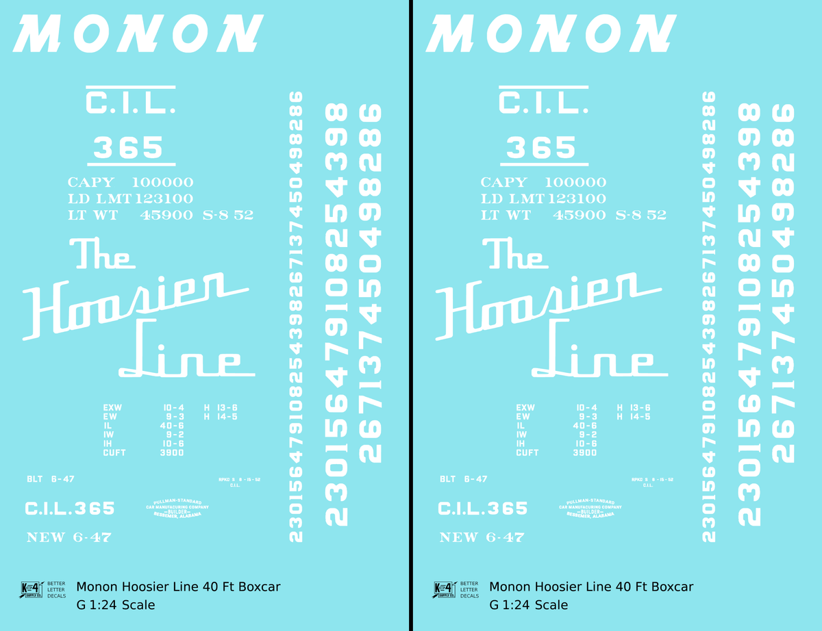 Monon Hoosier Line 40 Ft Boxcar White