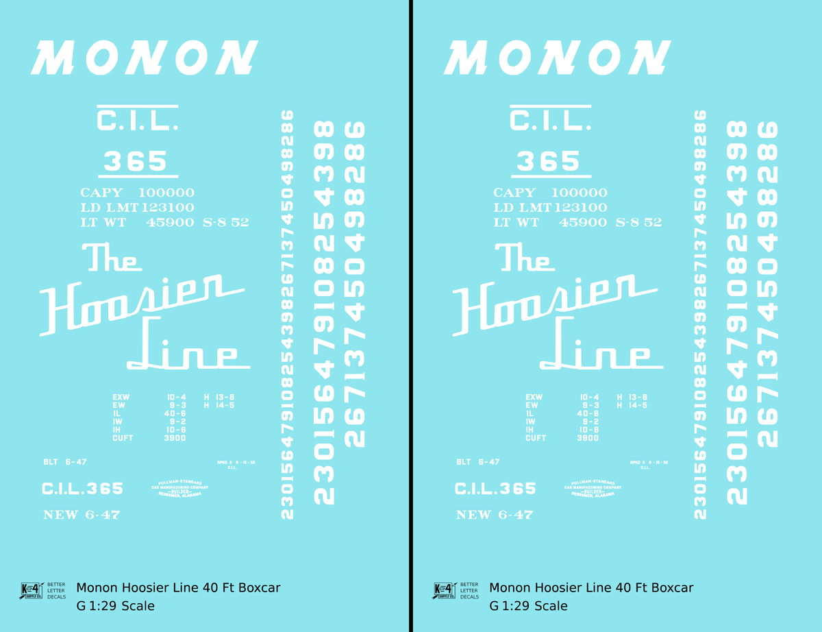 Monon Hoosier Line 40 Ft Boxcar White