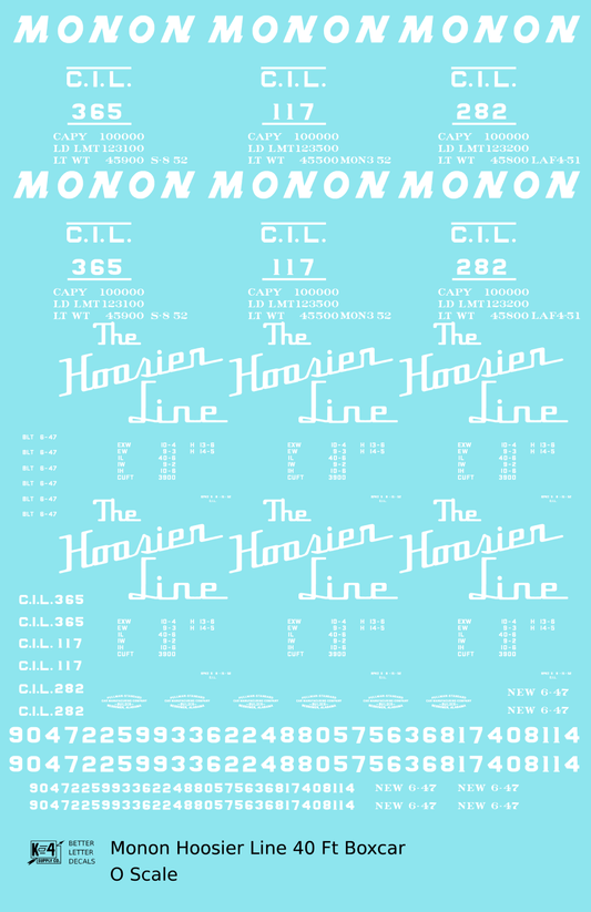 Monon Hoosier Line 40 Ft Boxcar White