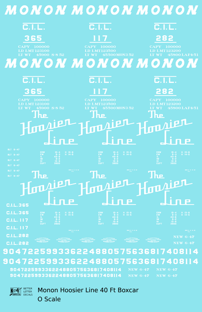 Monon Hoosier Line 40 Ft Boxcar White