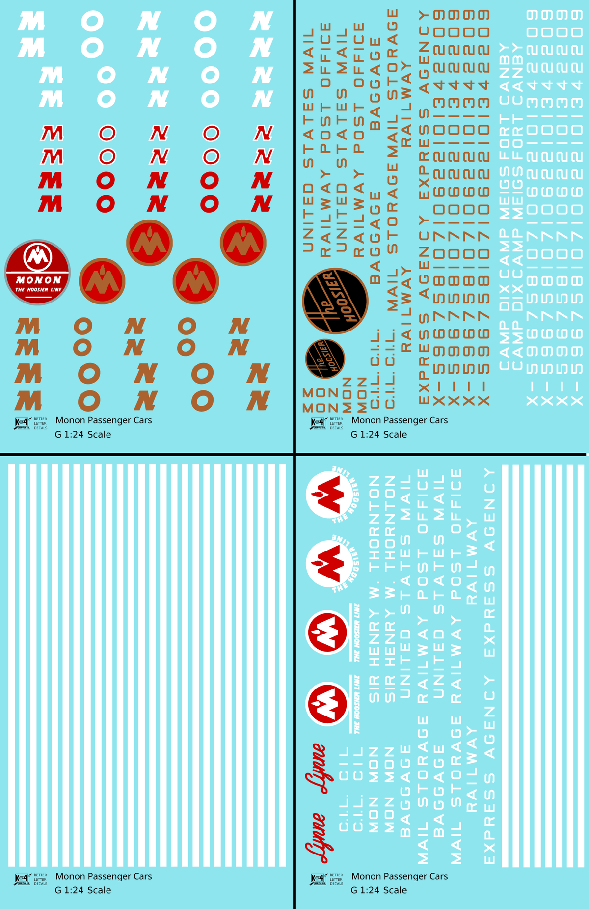 Monon Passenger Cars Gold White Red