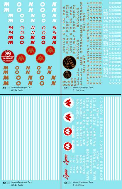 Monon Passenger Cars Gold White Red