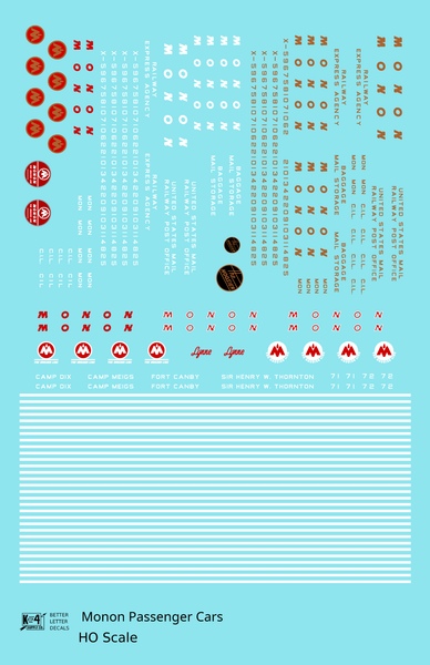 Monon Passenger Cars Gold White Red