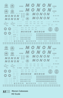 Monon Caboose Silver  - Decal - Choose Scale