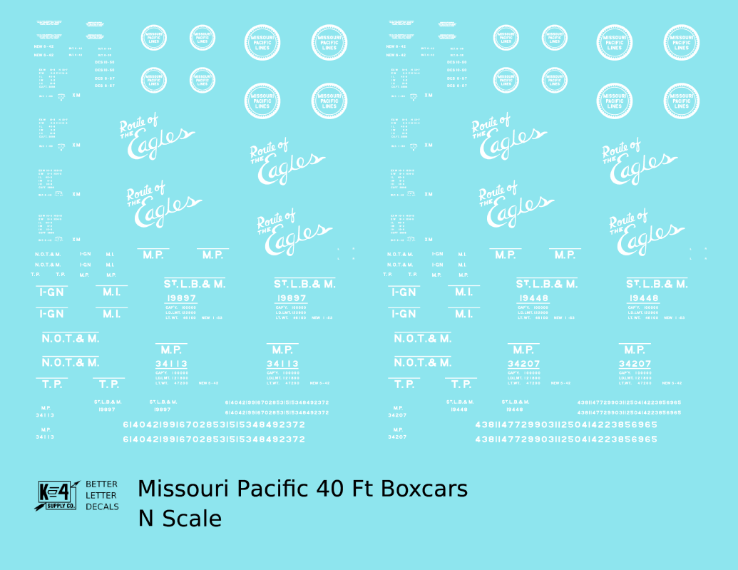 Missouri Pacific 40 Ft Boxcar White Route Of the Eagles