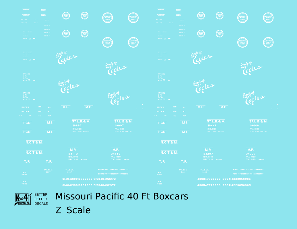 Missouri Pacific 40 Ft Boxcar White Route Of the Eagles