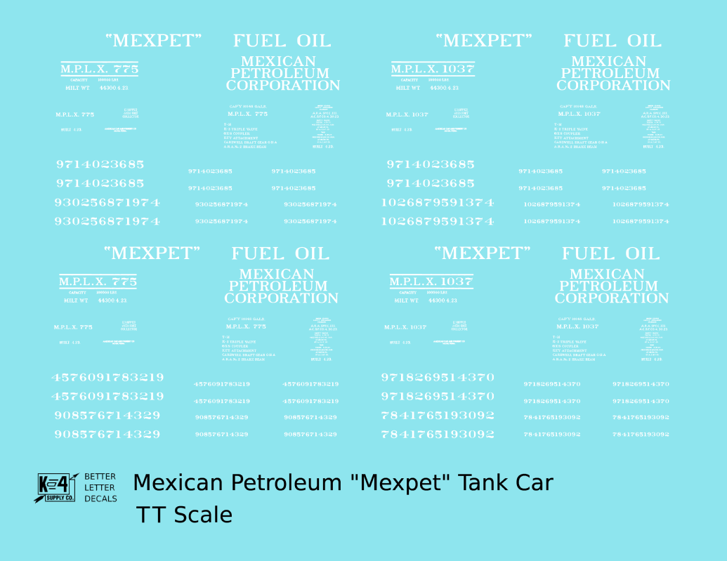 Mexpet Mexican Petroleum Corp Tank Car White -