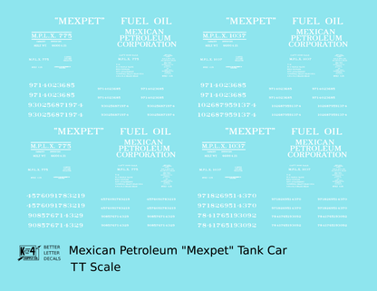 Mexpet Mexican Petroleum Corp Tank Car White -
