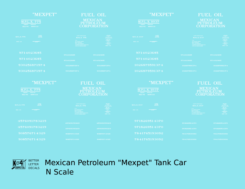 Mexpet Mexican Petroleum Corp Tank Car White -