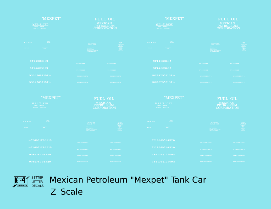 Mexpet Mexican Petroleum Corp Tank Car White -