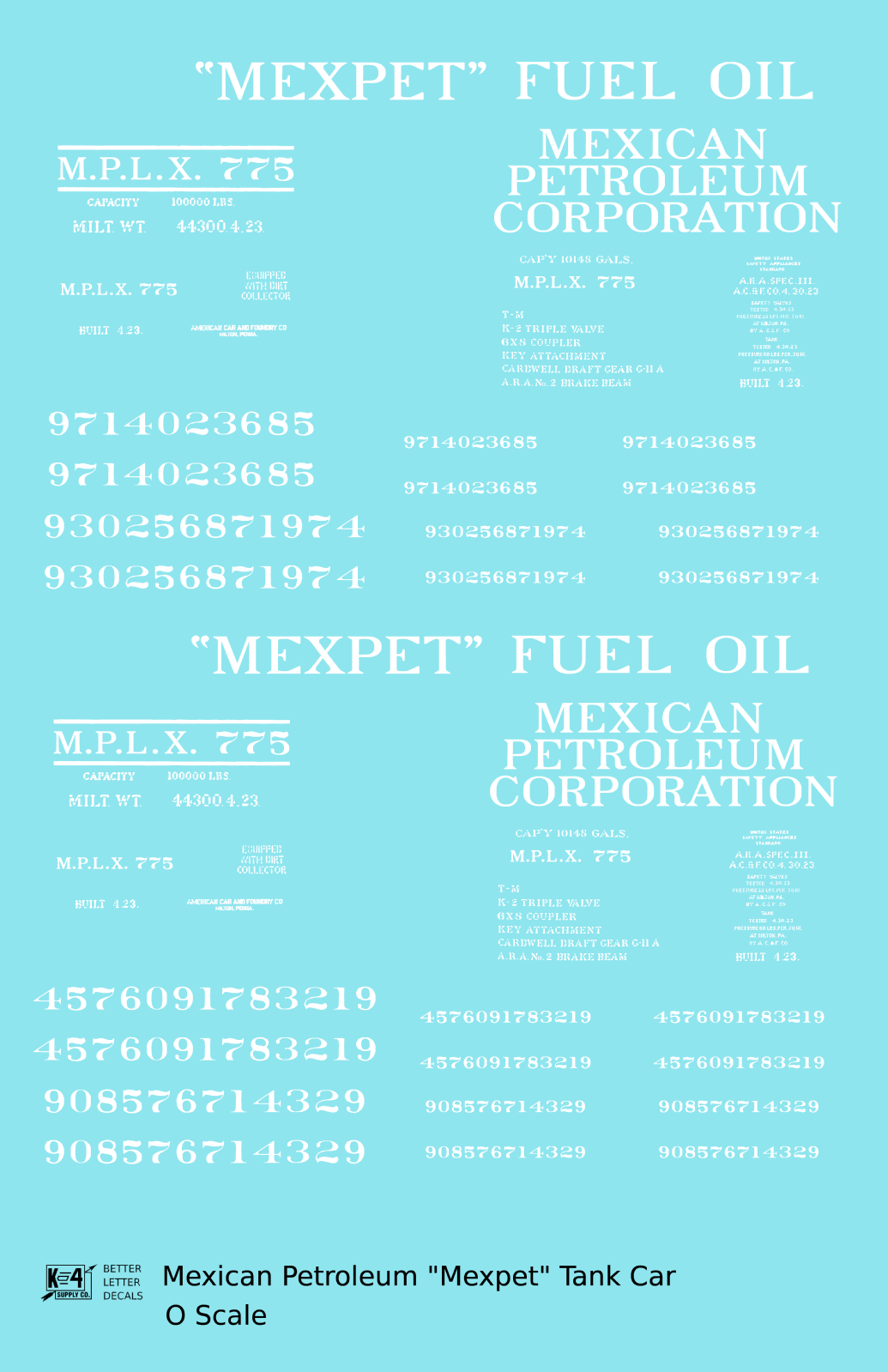 Mexpet Mexican Petroleum Corp Tank Car White -