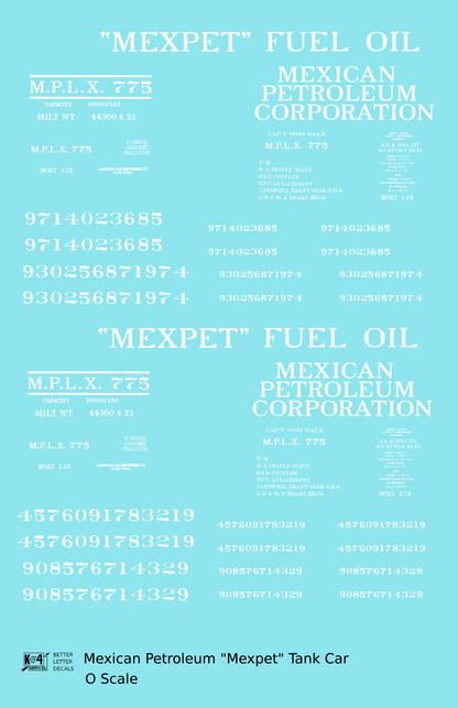 Mexpet Mexican Petroleum Corp Tank Car White -