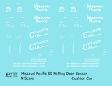 Missouri Pacific 50 Ft Insulated Boxcar White Cushion Car - Decal - Choose Scale