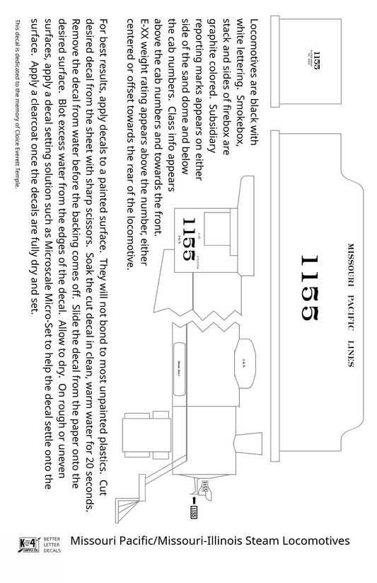 Missouri Pacific Missouri-Illinois Steam Locomotive Aluminum  - Decal