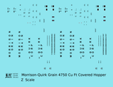 Morrison – Quirk Grain Corp 4750 Cu Ft PS-2CD Covered Hopper Black  - Decal - Choose Scale