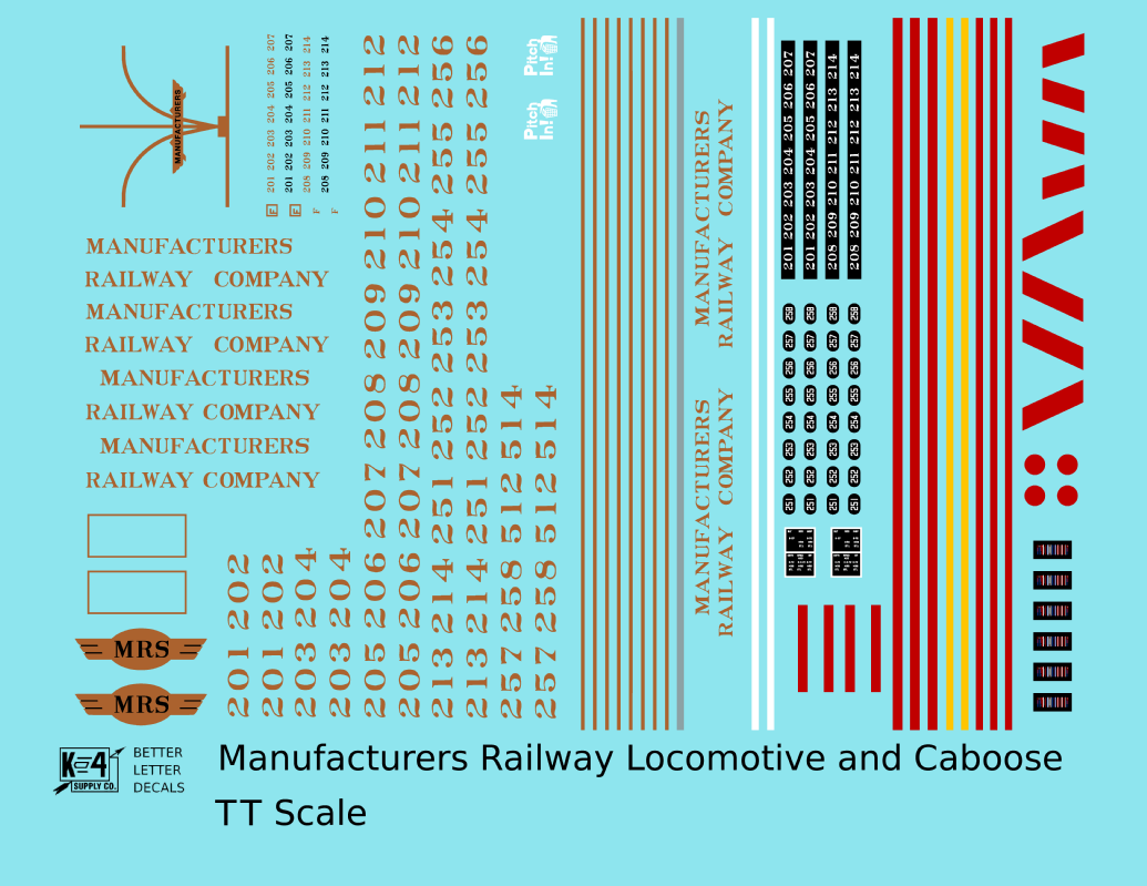 Manufacturers Railway Diesel Locomotive and Caboose Gold and Red