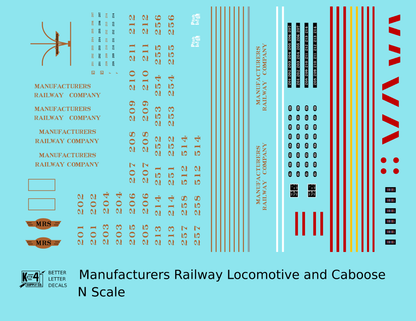 Manufacturers Railway Diesel Locomotive and Caboose Gold and Red