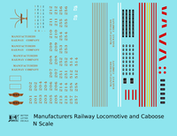 Manufacturers Railway Diesel Locomotive and Caboose Gold and Red  - Decal - Choose Scale