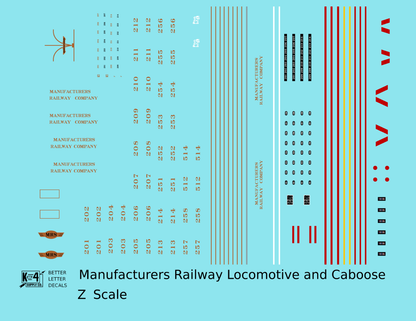 Manufacturers Railway Diesel Locomotive and Caboose Gold and Red