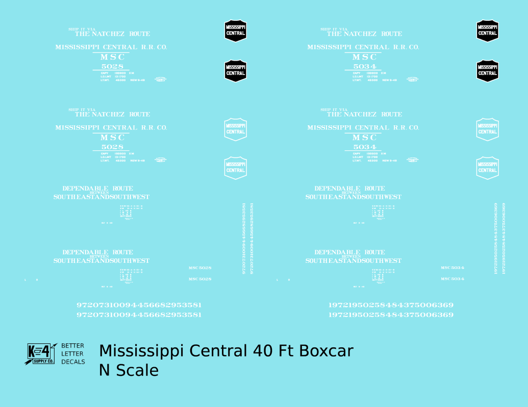 Mississippi Central 40 Ft Boxcar White