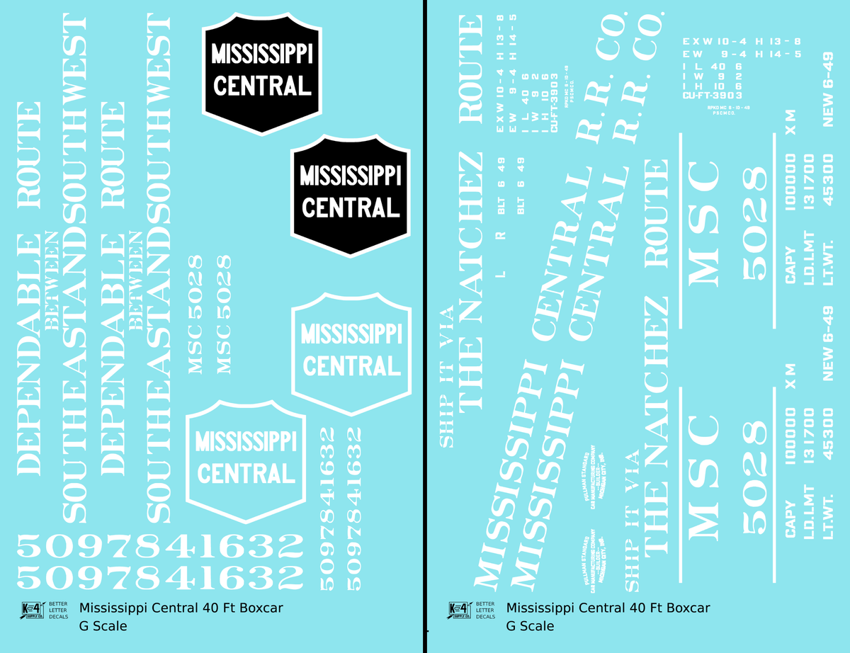 Mississippi Central 40 Ft Boxcar White