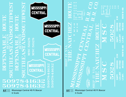 Mississippi Central 40 Ft Boxcar White