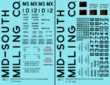 Mid-South Milling Co. 4750 Cu Ft PS-2CD Covered Hopper Black  - Decal - Choose Scale