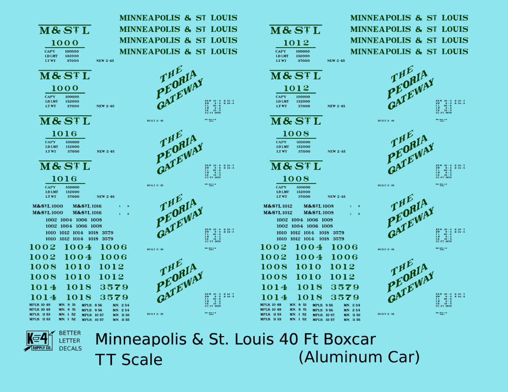 Minneapolis and St Louis Aluminum 40 Ft Boxcar Dark Green and Black