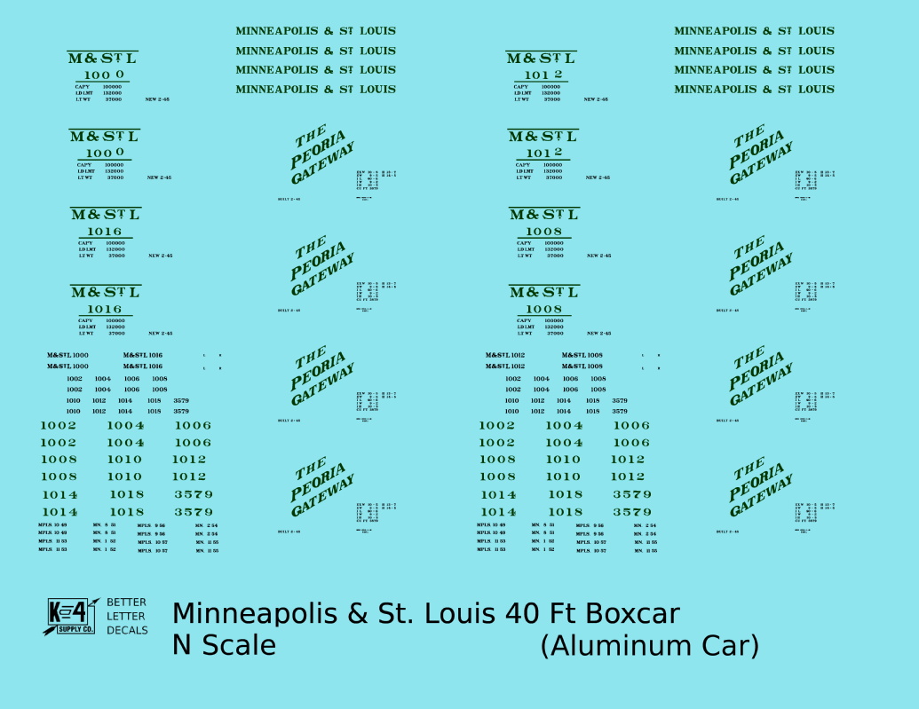Minneapolis and St Louis Aluminum 40 Ft Boxcar Dark Green and Black