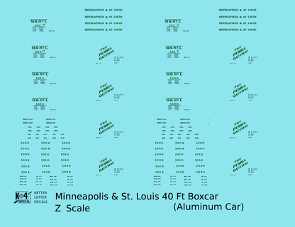 Minneapolis and St Louis Aluminum 40 Ft Boxcar Dark Green and Black