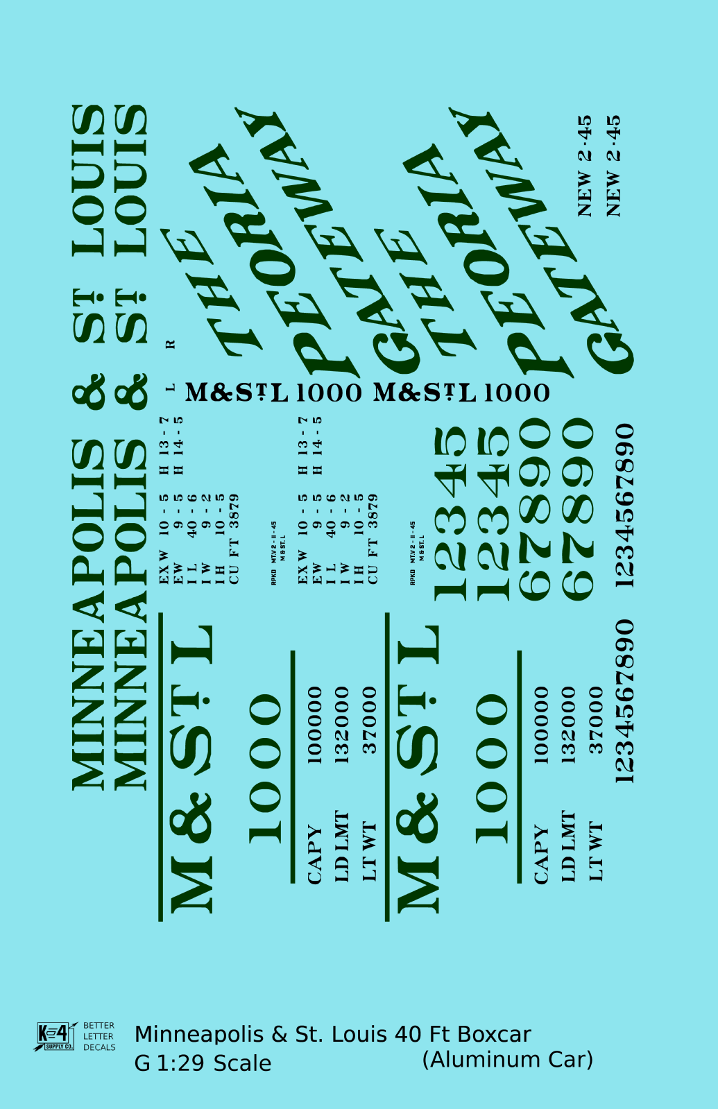 Minneapolis and St Louis Aluminum 40 Ft Boxcar Dark Green and Black