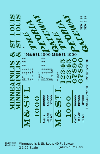 Minneapolis and St Louis Aluminum 40 Ft Boxcar Dark Green and Black