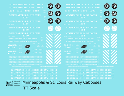 Minneapolis and St Louis Caboose   - Decal - Choose Scale