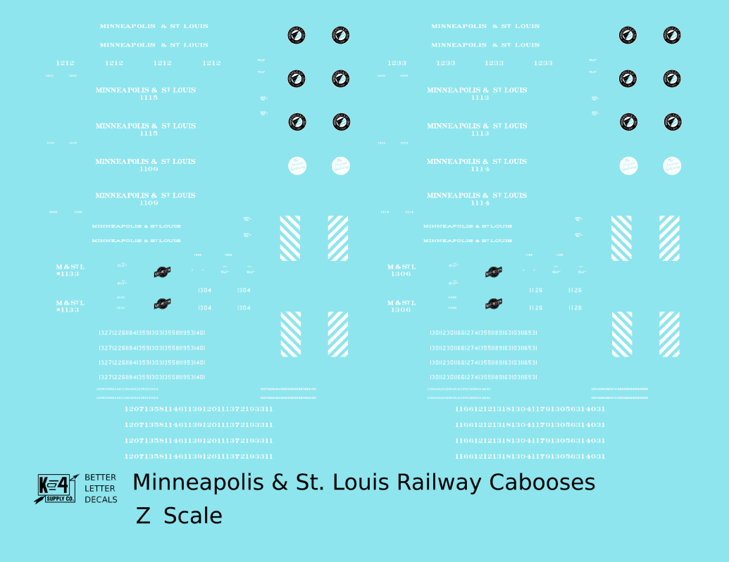 Minneapolis and St Louis Caboose   - Decal - Choose Scale